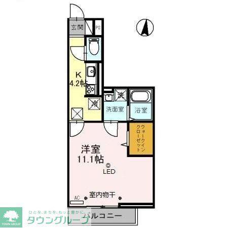 MIELE南越谷(1K/1階)の間取り写真