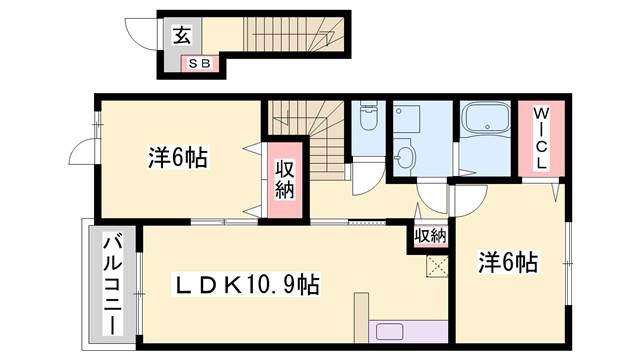 メゾン・ド・キャッスル赤穂(2LDK/2階)の間取り写真