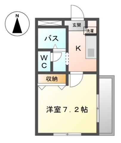 ライラック(1K/1階)の間取り写真
