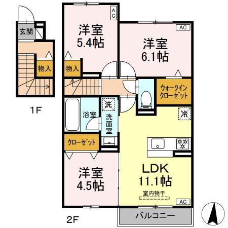 SORAYA GARDEN(3LDK/2階)の間取り写真