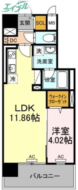 TWIN TOWERS AZUKI(1LDK/5階)の間取り写真