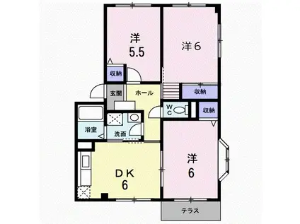 クローバーB(3DK/1階)の間取り写真