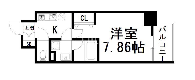 CAVANA九条烏丸(1K/5階)の間取り写真