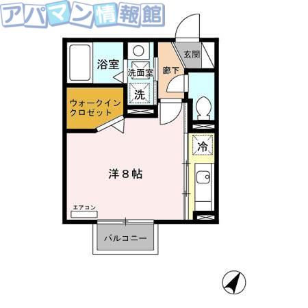 プレアデス(ワンルーム/1階)の間取り写真