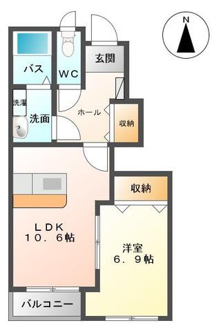 スカイハイツ中野B(1LDK/1階)の間取り写真