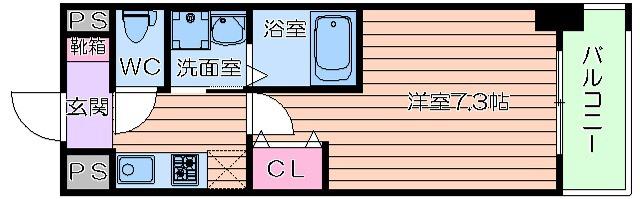 ミュプレ北浜(1K/15階)の間取り写真