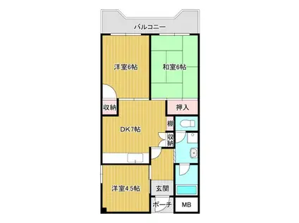 パークサイドハイツ野村(3DK/2階)の間取り写真