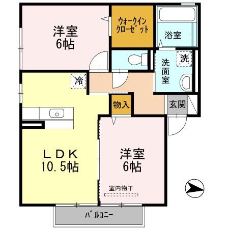 ウィット N(2LDK/2階)の間取り写真