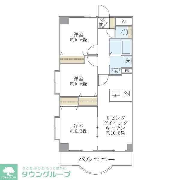 西船橋スクエアガーデン(3LDK/4階)の間取り写真