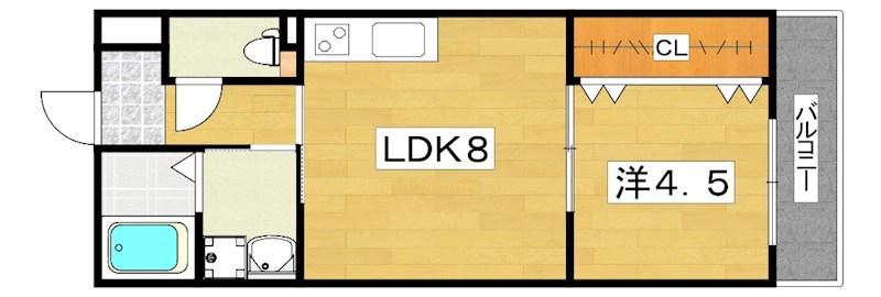 レジデンスコート橋本(1LDK/1階)の間取り写真