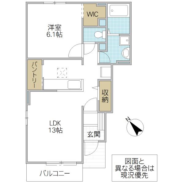 ミッテ文京 B(1LDK/1階)の間取り写真