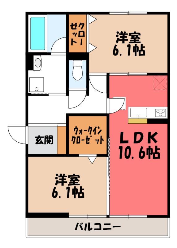D-GRAN本町(2LDK/1階)の間取り写真