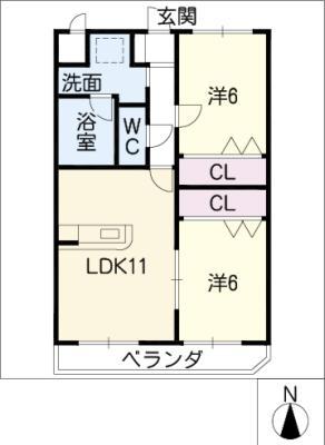 ルネス・ユートピア(2LDK/3階)の間取り写真