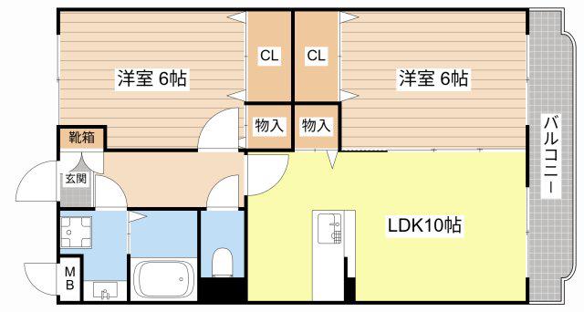 Y.M ソレイユII(2LDK/1階)の間取り写真