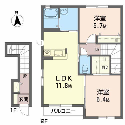 パレーベイス(2LDK/2階)の間取り写真
