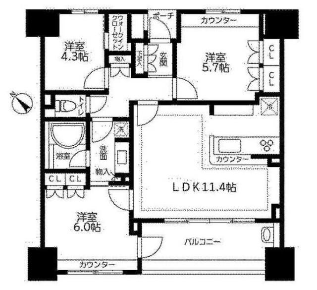 KDXレジデンス町田(3LDK/2階)の間取り写真