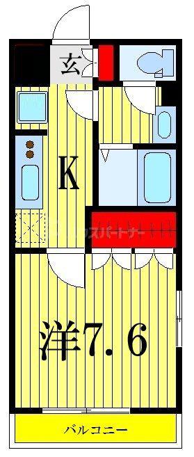 エスポワール(1K/2階)の間取り写真