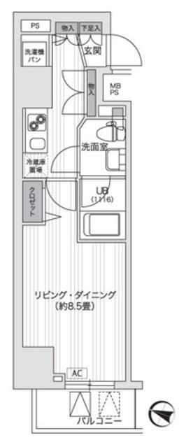 PRIMAL GOTANDA(1K/8階)の間取り写真
