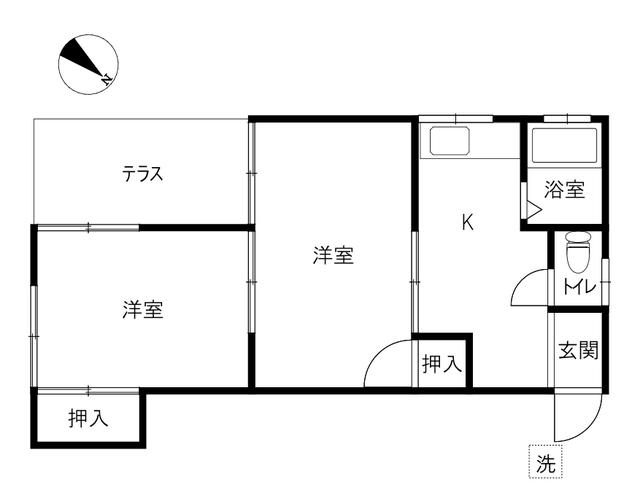 サンライズ(2K/1階)の間取り写真