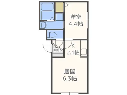 グランメール東札幌23(1LDK/4階)の間取り写真