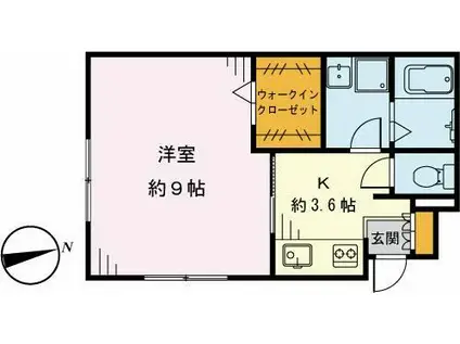 オレンジティ(1K/1階)の間取り写真