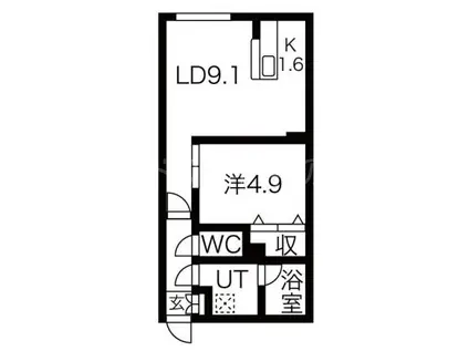 カサトレス白石(1LDK/2階)の間取り写真