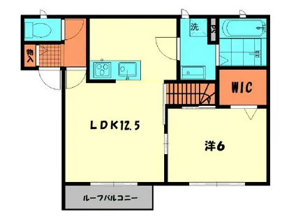 パルムドールB(1LDK/2階)の間取り写真