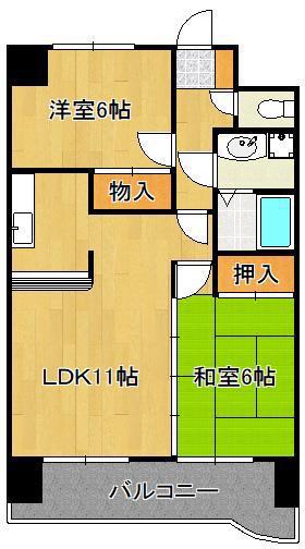 ブランペルル(2LDK/2階)の間取り写真