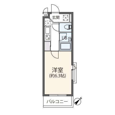 ラ メゾン喜多見(1K/4階)の間取り写真