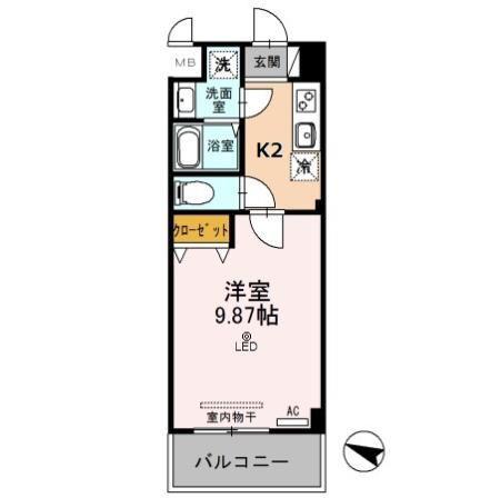 アエル新所沢(1K/3階)の間取り写真