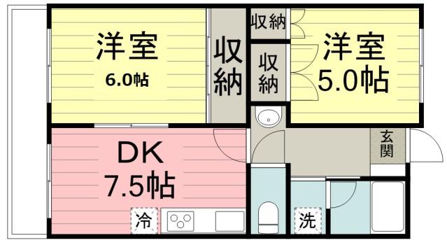 レジデンスからもも(2DK/3階)の間取り写真