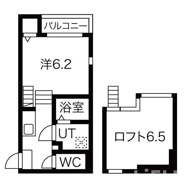 ハーモニーテラス岩切II(1K/2階)の間取り写真