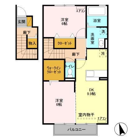 サニーハウス(2DK/2階)の間取り写真