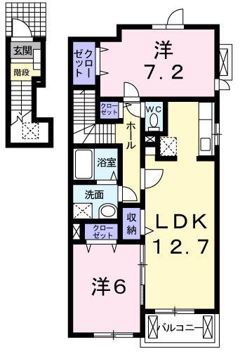 カーサ セレナII(2LDK/2階)の間取り写真
