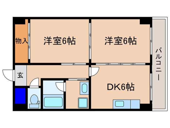 ステージハウス万石(2DK/3階)の間取り写真