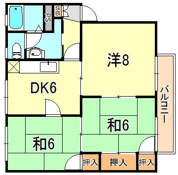 メルヴィル(3DK/2階)の間取り写真