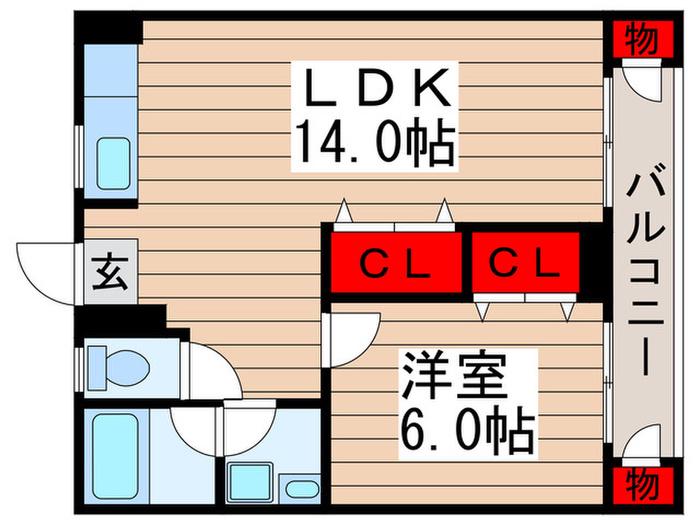 ヴィラージュ新鎌ヶ谷 B棟(1LDK/1階)の間取り写真