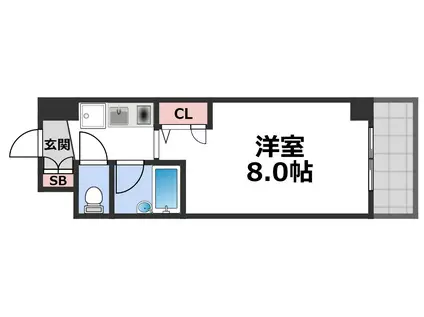 プロスペール夕陽丘(1K/1階)の間取り写真
