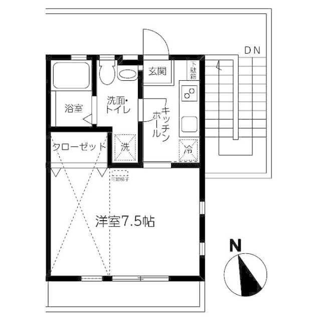 ロワール大洲(1K/1階)の間取り写真