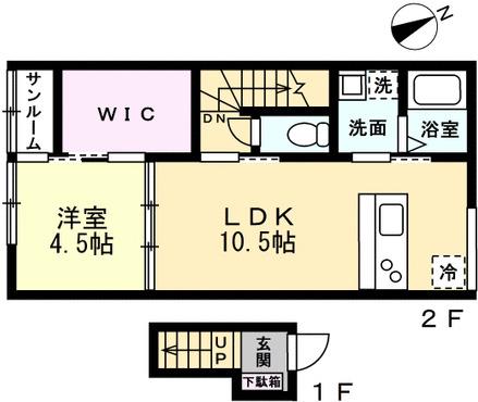 SILVA K(1LDK/2階)の間取り写真