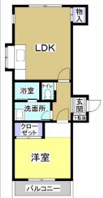 ホリホックイン萩丘(1LDK/1階)の間取り写真