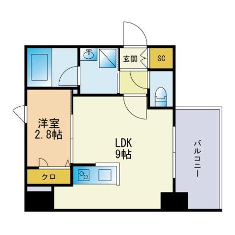 ラクラス博多(1LDK/4階)の間取り写真