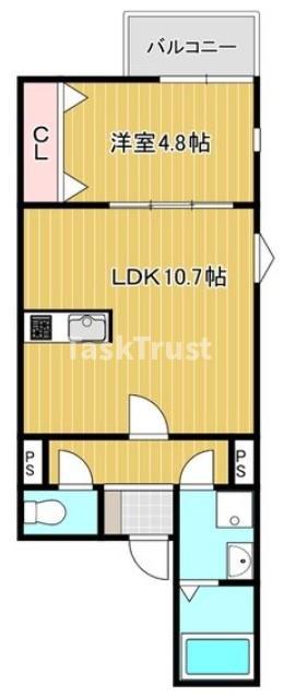 KIT祝町(1LDK/3階)の間取り写真