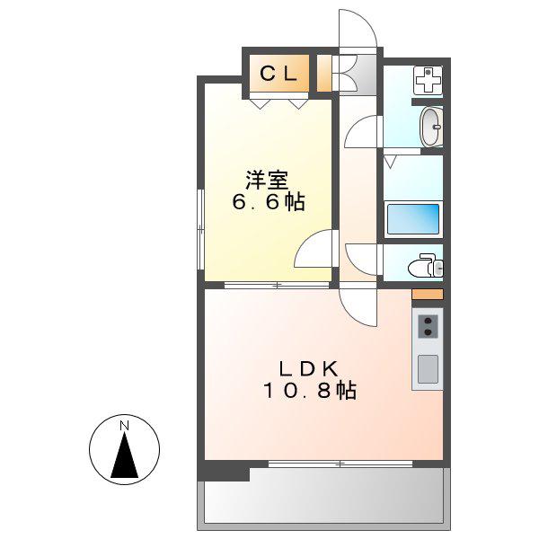 LA FACADE ラ・ファサード(1LDK/9階)の間取り写真