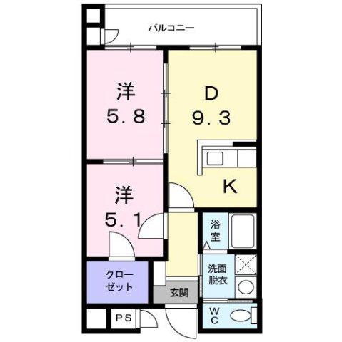 パールヒルズ入江町(2LDK/6階)の間取り写真