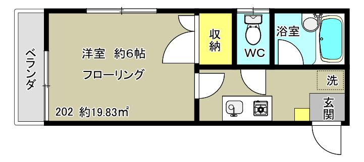 ハウス井上(1K/2階)の間取り写真