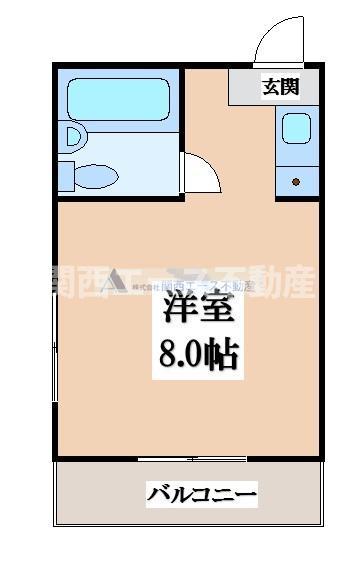 オードリー枚岡B棟(ワンルーム/3階)の間取り写真