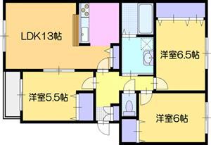 LOUVRE元江別(3LDK/3階)の間取り写真