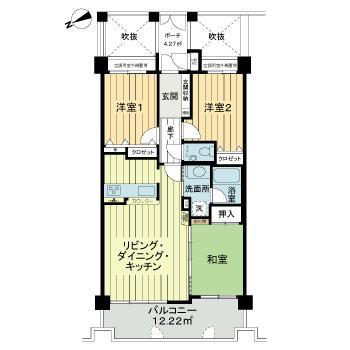 ライオンズマンション首里鳥堀(3LDK/3階)の間取り写真