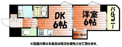 ヒット馬借BLD(1DK/3階)の間取り写真